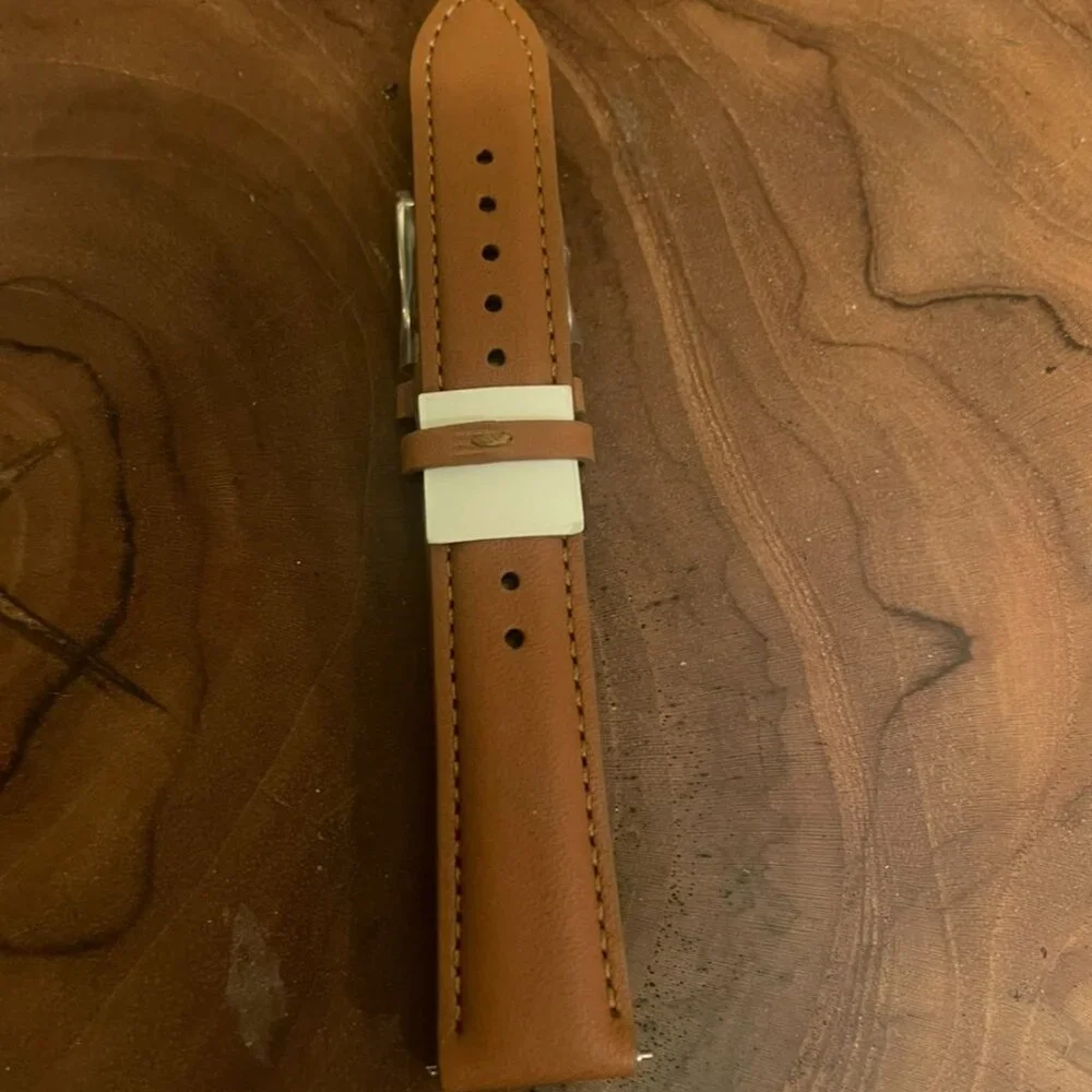 Withings Curved Leather Wristband 18mm Dark Brown & Silver